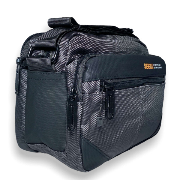 Сумка через плечо, мужская, три отдела, ручка, серая Сумка через плечо, мужская, три отдела, ручка, серая