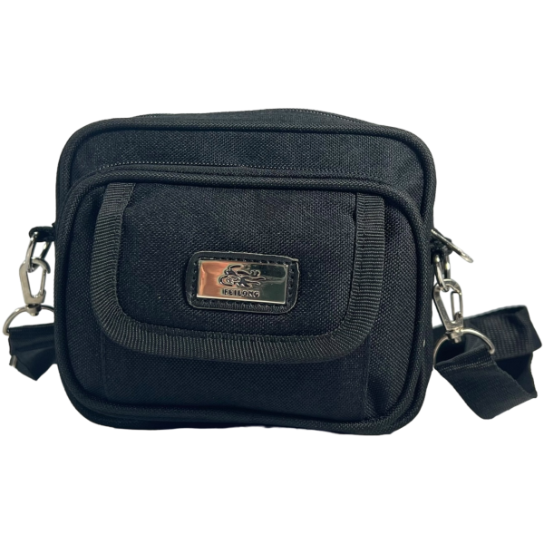 Компактная брезентовая сумка через плечо на четыре отделения, черная