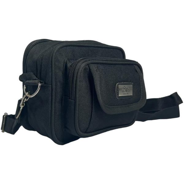 Компактная брезентовая сумка через плечо на четыре отделения, черная Компактная брезентовая сумка через плечо на четыре отделения, черная