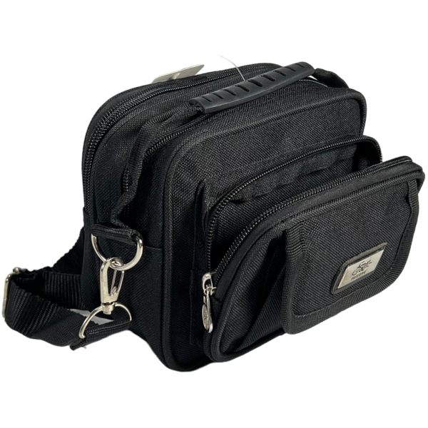 Компактная брезентовая сумка через плечо на четыре отделения, черная Компактная брезентовая сумка через плечо на четыре отделения, черная