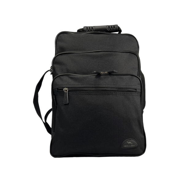 Практичная сумка через плечо на пять отделений, застежка на молнии, ручки для переноски, черная