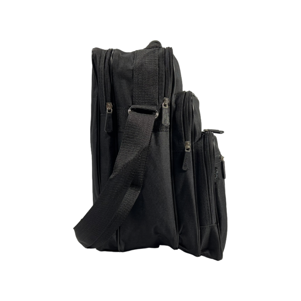 Практичная сумка через плечо на пять отделений, застежка на молнии, ручки для переноски, черная Практичная сумка через плечо на пять отделений, застежка на молнии, ручки для переноски, черная