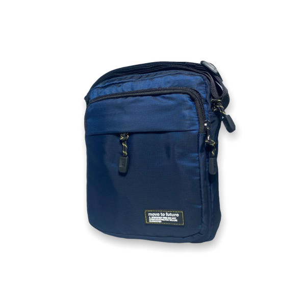 Мужская сумка, одно отделение с карманами на лицевой стороне, синяя
