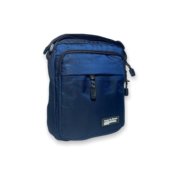 Мужская сумка, одно отделение с карманами на лицевой стороне, синяя