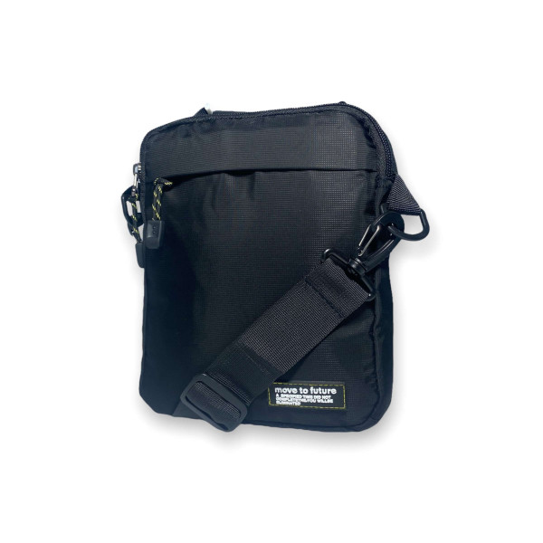 Мужская сумка через плечо, два отделения, черная