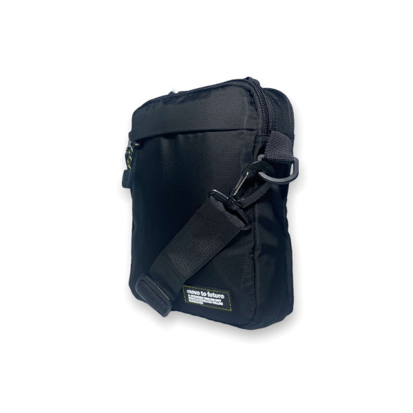 Мужская сумка через плечо, два отделения, черная