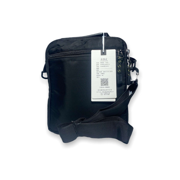 Мужская сумка через плечо, два отделения, черная