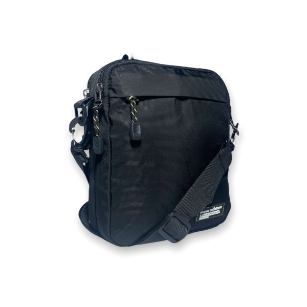 Мужская сумка через плечо, два отделения, черная