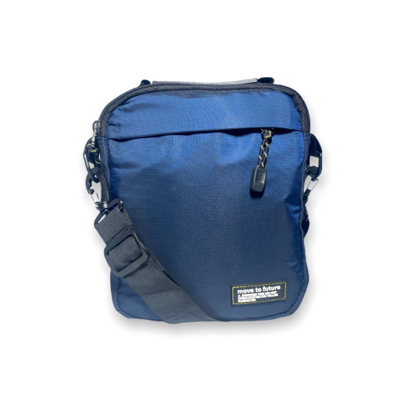 Мужская сумка через плечо с карманом на лицевой стороне, цвет синий