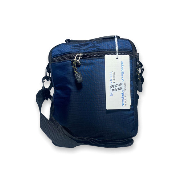 Мужская сумка через плечо с карманом на лицевой стороне, цвет синий