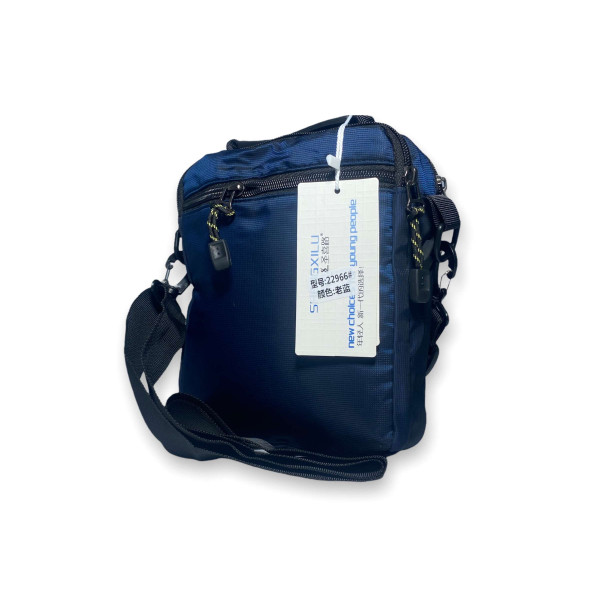 Мужская сумка через плечо с карманом на лицевой стороне, цвет синий