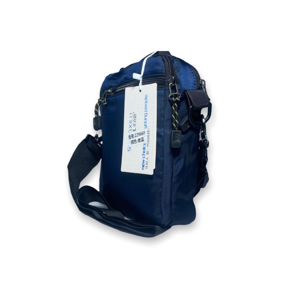 Мужская сумка через плечо с карманом на лицевой стороне, цвет синий