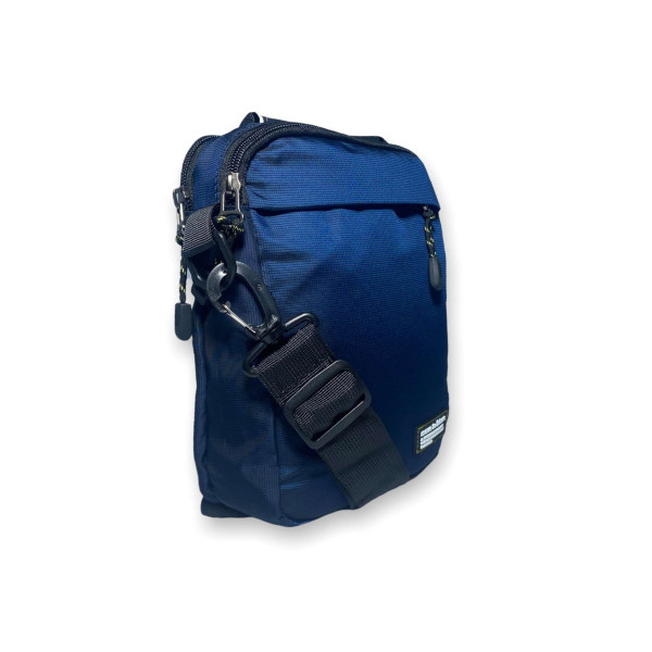 Мужская сумка через плечо с карманом на лицевой стороне, цвет синий