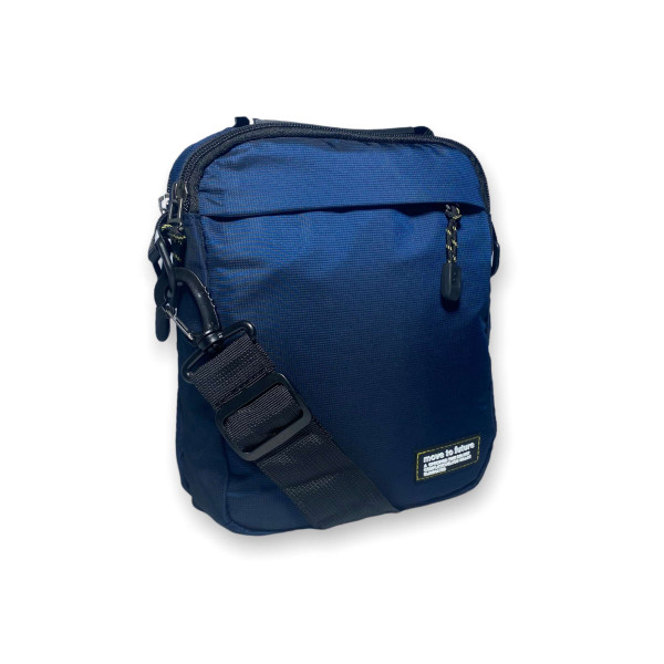 Мужская сумка через плечо с карманом на лицевой стороне, цвет синий