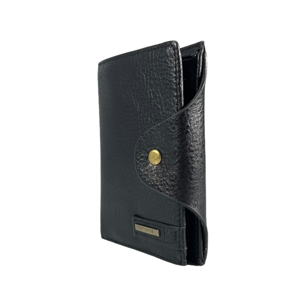 Мужской кошелек с монетницей, кнопочная застежка, черный