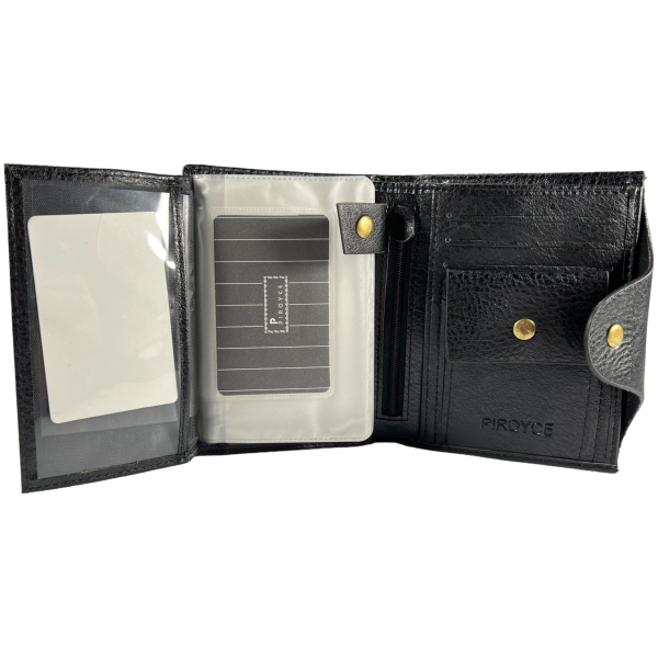 Мужской кошелек с монетницей, кнопочная застежка, черный