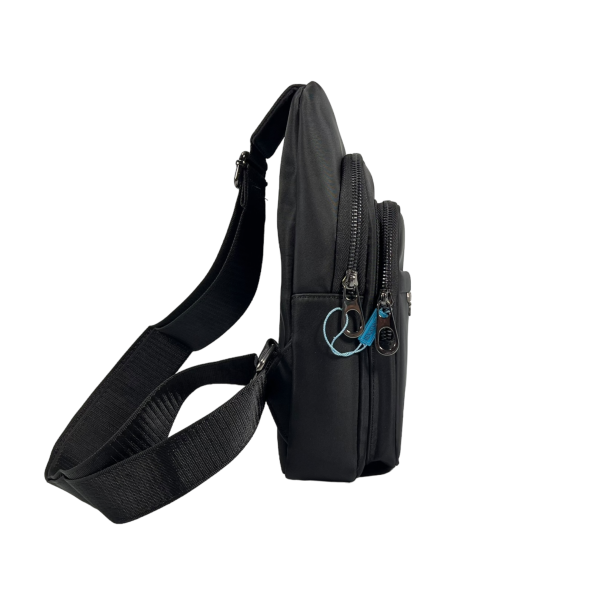 Мужская сумка через плечо с застежкой на молнии, 3 отделения, черная
