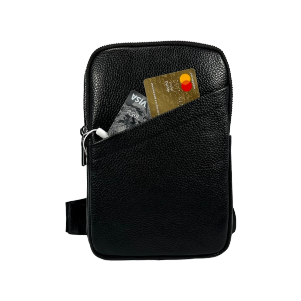 Стильная сумка-слинг на три отделения, двухточечный ремень, черная Стильная сумка-слинг на три отделения, двухточечный ремень, черная