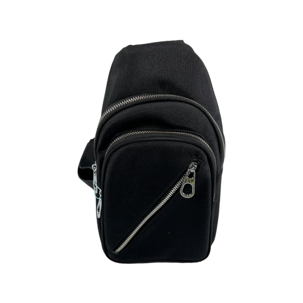 Сумка-слинг на три отделения, видонепроницаемая ткань, черная Сумка-слинг на три отделения, видонепроницаемая ткань, черная