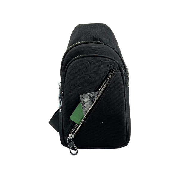 Сумка-слинг на три отделения, видонепроницаемая ткань, черная Сумка-слинг на три отделения, видонепроницаемая ткань, черная