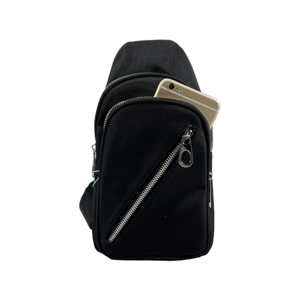 Сумка-слинг на три отделения, видонепроницаемая ткань, черная Сумка-слинг на три отделения, видонепроницаемая ткань, черная