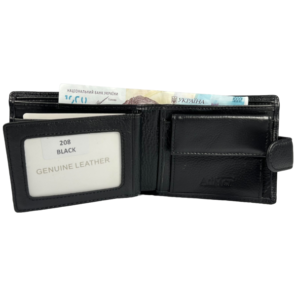 Стильный мужской кошелек из натуральной кожи, цвет чорний