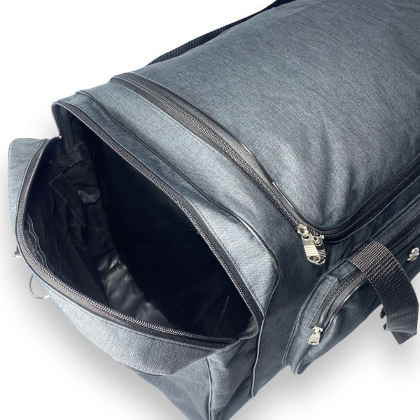 Сумка дорожная, одно отделение, две боковых кармана, три фронтальных кармана, размер: 75*40*35 см, темно-серая Сумка дорожная, одно отделение, две боковых кармана, три фронтальных кармана, размер: 75*40*35 см, темно-серая