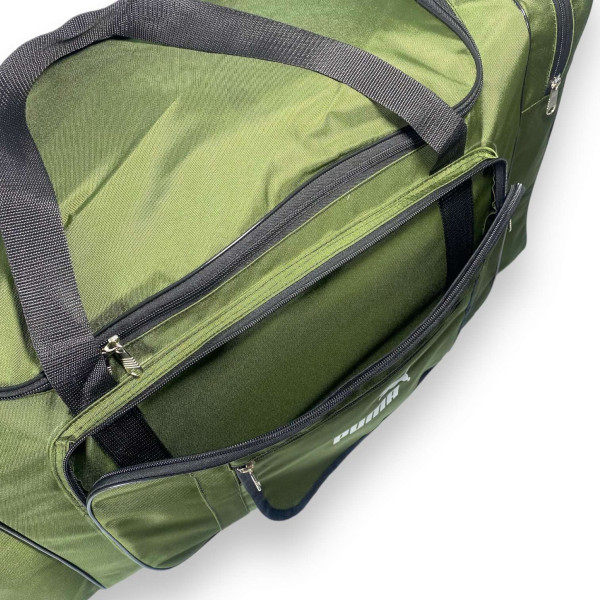 Сумка дорожная, одно отделение, две боковых кармана, три фронтальных кармана, размер: 75*40*35 см, зеленая