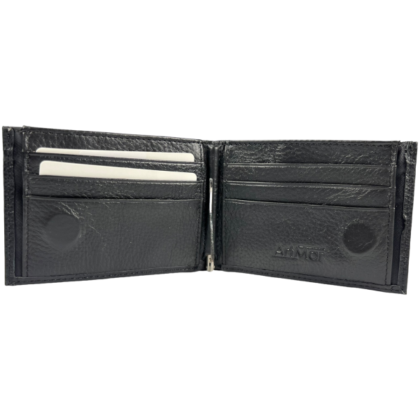 Класичний чоловічий гаманець з натуральної шкіри чорного кольору ArtMar