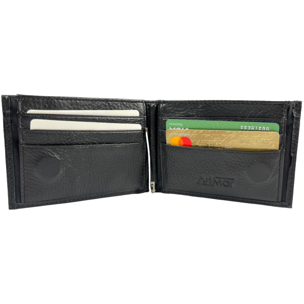Класичний чоловічий гаманець з натуральної шкіри чорного кольору ArtMar