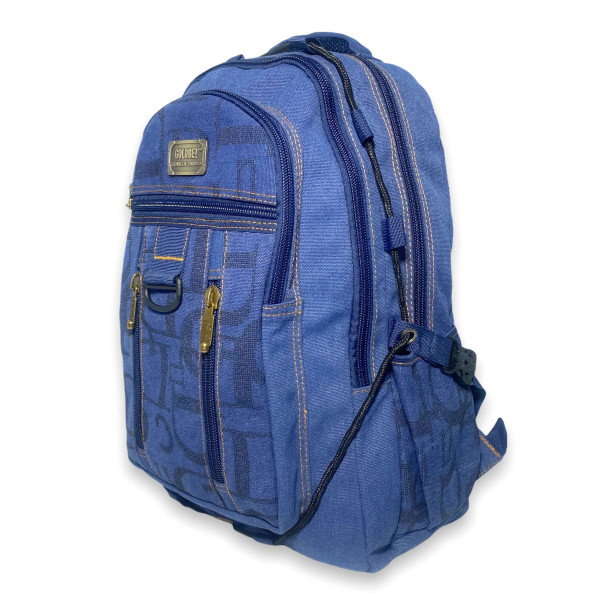 Рюкзак брезентовий, 30 л, три відділи, кишені на лицьовій стороні, синій