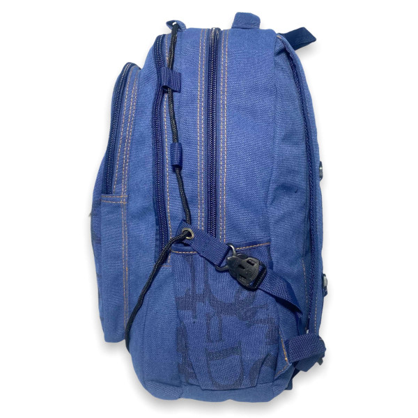 Рюкзак брезентовий, 30 л, три відділи, кишені на лицьовій стороні, синій
