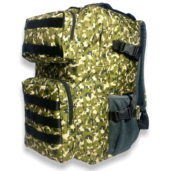 Рюкзак тактичний 26051 два відділи 2фронт кишені бічні кишені(якість) 50 л Розмір 50*32*21 см, піксель
