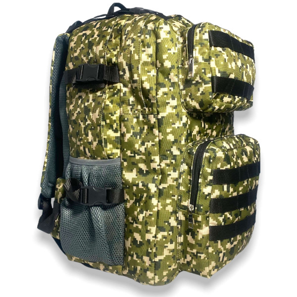 Рюкзак тактичний 26051 два відділи 2фронт кишені бічні кишені(якість) 50 л Розмір 50*32*21 см, піксель