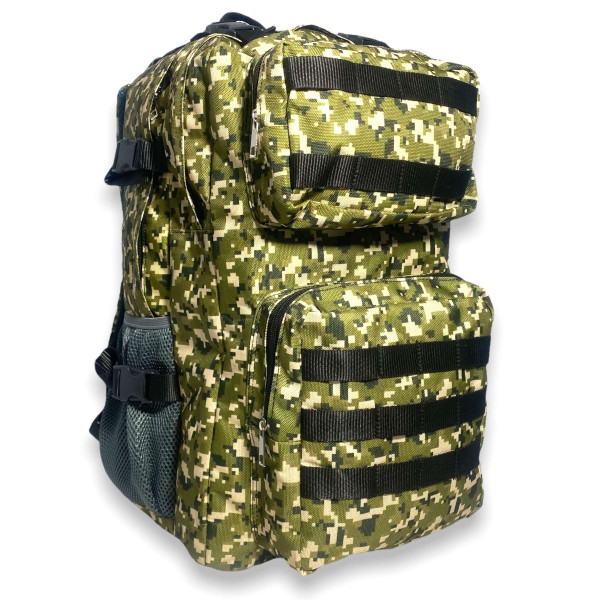 Рюкзак тактичний 26051 два відділи 2фронт кишені бічні кишені(якість) 50 л Розмір 50*32*21 см, піксель