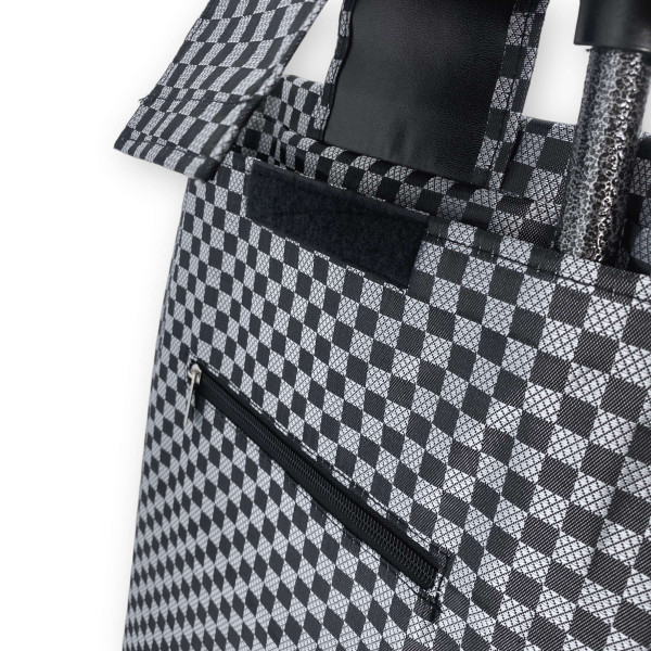 Сумка-тележка на колесах, одно отделение, задняя карман, уплотненное дно, размер: 55*34*20см, серый, принт 1 Сумка-тележка на колесах, одно отделение, задняя карман, уплотненное дно, размер: 55*34*20см, серый, принт 1