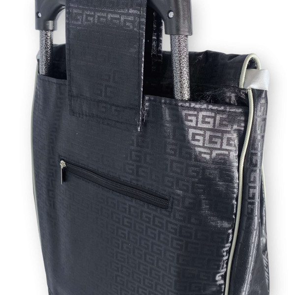 Сумка-тележка на колесах, одно отделение, задняя карман, уплотненное дно, размер: 55*34*20см, черный, принт 4