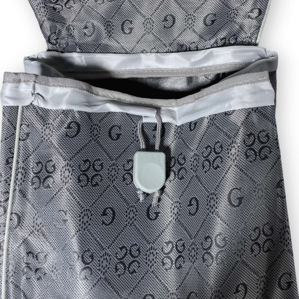 Сумка-тележка на колесах, одно отделение, задняя карман, уплотненное дно, размер: 55*34*20см, серый, принт 2 Сумка-тележка на колесах, одно отделение, задняя карман, уплотненное дно, размер: 55*34*20см, серый, принт 2