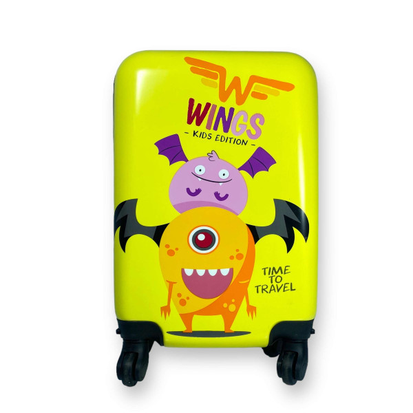 Детский чемодан Wings, одно отделение, кодовый замок, выдвижная ручка, размер: 51*35*20 см, вес: 2,3 кг, желтый