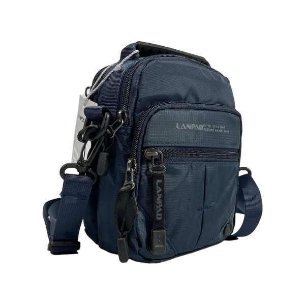 Сумка через плече на чотири відділення, застібка блискавка, синя