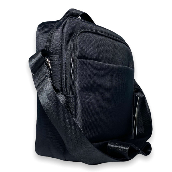 Сумка мужская через плечо 301два отделения, дополнительный карман ремень размеры: 25*20*7 см черная