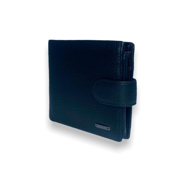 Мужской кожаный кошелек на три отдела для купюр, черный Мужской кожаный кошелек на три отдела для купюр, черный