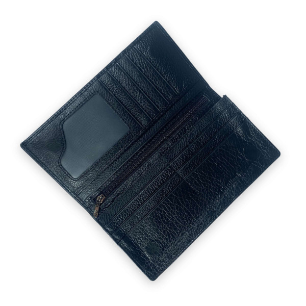 Стильный женский кошелек, кожаный, черный Стильный женский кошелек, кожаный, черный