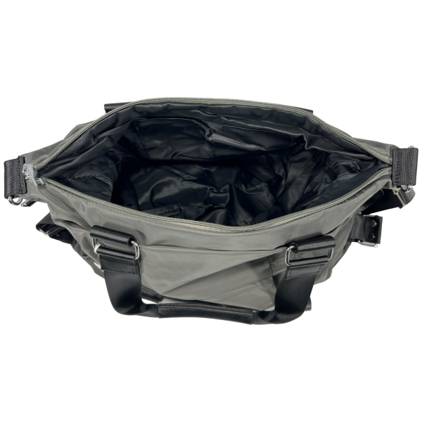 Жіноча практична та функціональна сумка через плече на одне відділення сірого кольору, 22 л Жіноча практична та функціональна сумка через плече на одне відділення сірого кольору, 22 л