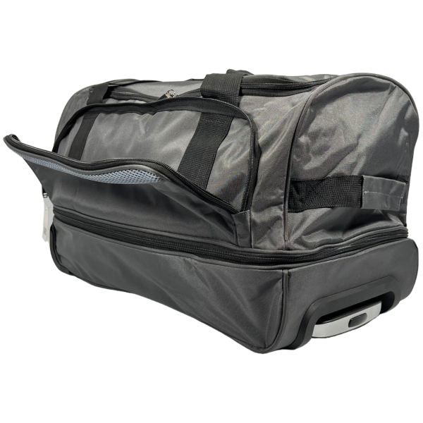 Удобная сумка на колесах на два отделения, 65 л, серая Удобная сумка на колесах на два отделения, 65 л, серая