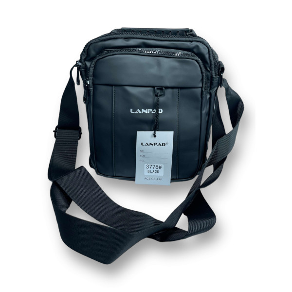 Стильная и практичная мужская сумка, 5 л, 2 отделения, черная