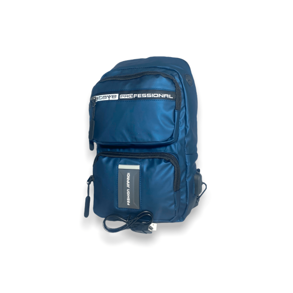 Сумка-слинг с одной лямкой, 1 отделение, USB выход, синего цвета