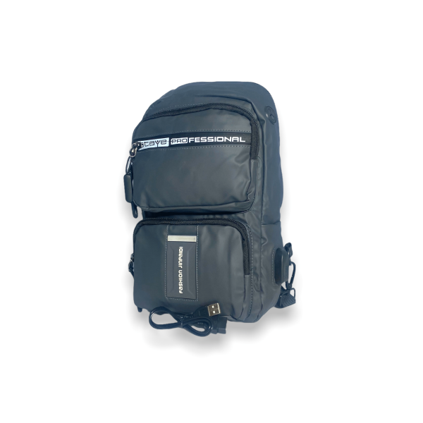 Сумка-слинг с одной лямкой, 1 отделение, 2 кармана, USB выход, цвет серый