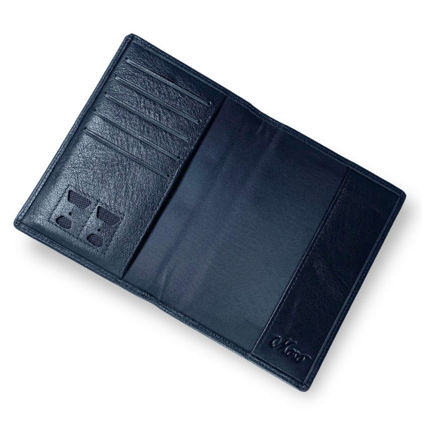 Обложка для документов Moro натуральная кожа 5 ячеек для карточек размер: 14*10*1 см черная