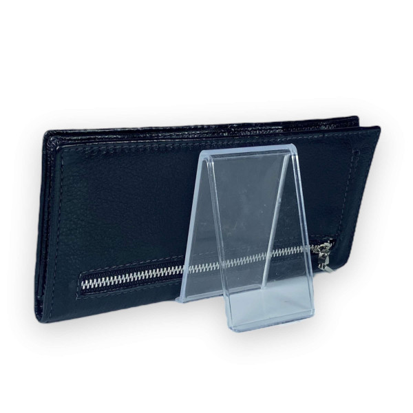 Кошелек мужской, натуральная кожа, 2 отделения для купюр, черный Кошелек мужской, натуральная кожа, 2 отделения для купюр, черный